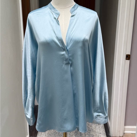 Vince Tops - Vince SilkSatin Band Collar in Porcelain